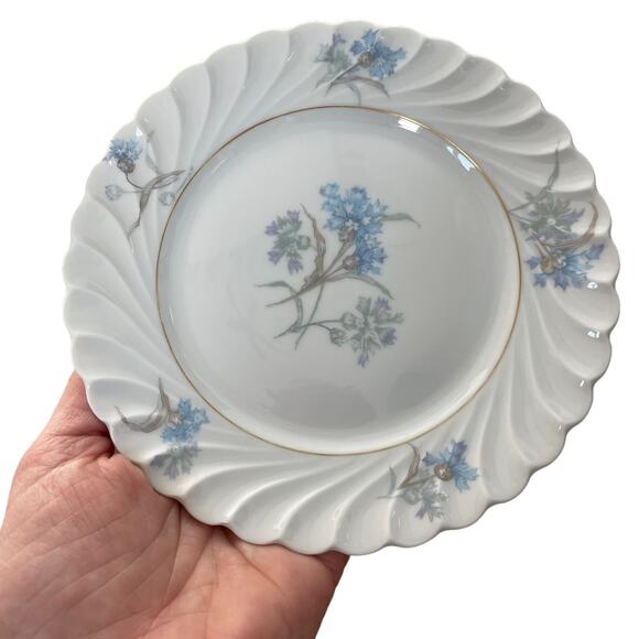 Haviland Limoges Bergere Bread & Butter Plates Lot of 5 White Blue Floral Swirl - Picture 5 of 16